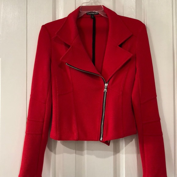 Express Jackets & Blazers - Express red moto jacket- XS EUC no piling